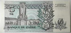 1993 Zaire 5 Nouveaux Makuta Çil Kondisyonda Koleksiyonluk Yabancı Kağıt Para