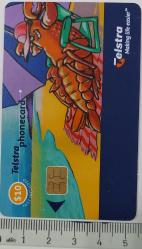 AVUSTRALYA TELSTRA PHONECARD 10 DOLAR KULLANIMLI İSTAKOZ GÜNEŞLENMESİ TEMALI 2003 ÇİPLİ ORİJİNAL TELEFON KARTI 1 ADET ÇOK NADİR