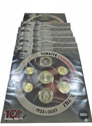 Kuruş ,Lira  Set 2023 TC, 100 yıl Anısına Düzenlemiş  özel Standdında Madeni para seti