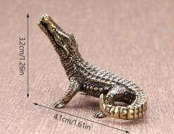 Pirinç Timsah Figürü – Mini Dekoratif Biblo