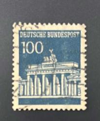 Almanya Pulu - Germany Stamp - Postadan Geçmiş Pul Filateli - DAMGALI - BRANDENBURG KAPISI TEMALI PUL, 100 PARA - YABANCI PULLAR-NOSTALJİK DOĞUM GÜNÜ HEDİYESİ
