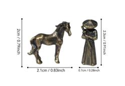 2’li Pirinç Şövalye ve At Figürü Seti – Mini Dekoratif Biblo