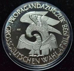 1938 NAZİ ALMANYASI HİTLER GÜMÜŞ KAPLAMA PROF BASKI PROPAGANDA MADALYONU