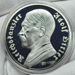 NAZİ ALMANYASI HİTLER PROPAGANDA MADALYONU GÜMÜŞ KAPLAMA PROF BASKI