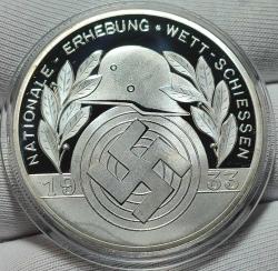 NAZİ ALMANYASI HİTLER PROPAGANDA MADALYONU GÜMÜŞ KAPLAMA PROF BASKI