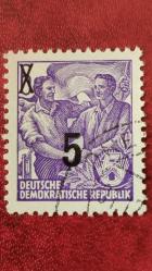 LOT.1 » 1954  YILI DDR Beş Yıllık Plan Tipografi Baskı Damgaları Ek Ücretli Parlak Tipo Baskı Üst Baskı KATALOG DEĞERİ 80 EURO DAMGALI  ŞARNİYERSİZ