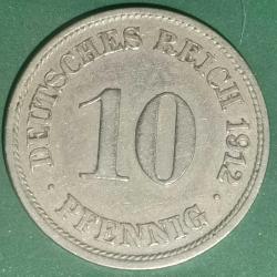 ALMANYA  1912 J    10  PFENNIG