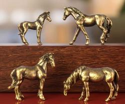4’lü Pirinç Mini At Figürü Seti – Dekoratif Koleksiyonluk Biblo