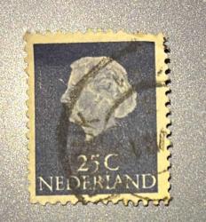 Hollanda Pulu - Nederland Stamp - Postadan Geçmiş Pul Filateli - DAMGALI - KRALİÇE JULIANA TEMALI PUL , 25 PARA - YABANCI PULLAR-NOSTALJİK DOĞUM GÜNÜ HEDİYESİ