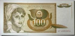 1990 Yugoslavya 100 Dinara Çil Kondisyonda Koleksiyonluk Yabancı Kağıt Para