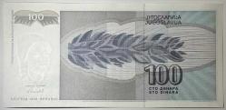 1992 Yugoslavya 100 Dinara Çil Kondisyonda Koleksiyonluk Yabancı Kağıt Para