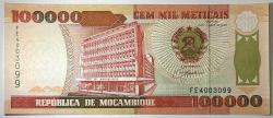 1993 Mozambik 100.000 Meticais Çil Kondisyonda Koleksiyonluk Yabancı Kağıt Para