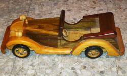 20006-NOSTALJİK EL YAPIMI AHŞAP ARABA