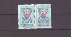 2002 Türkiye Cumhuriyeti Damga Pulu (1.000.000 Lira) 2'li Per Mnh Lüks Pul - TV171