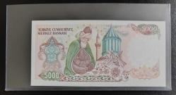 7.EMİSYON 3.TERTİP F SERİSİ BÜYÜK MEVLÂNALI 5000 LİRA ÇİL KONDİSYONDA