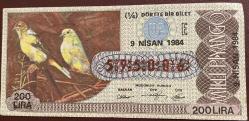 MİLLİ PİYANGO.9.NİSAN.1984.KUŞLAR.KANARYA (E) ÇEYREK