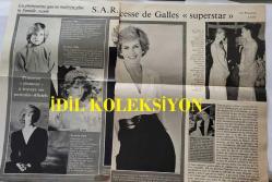 PRENSES DIANA'NIN FOTOĞRAFLI DERGİ SAYFASI (3 YAPRAK) - A MAGAZINE CLIPPING OF PRINCESS DIANA - 33 x 26 cm EBADINDA - FRANSIZCA DERGİDEN