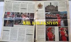 PRENSES DIANA'NIN FOTOĞRAFLI DERGİ SAYFASI (3 YAPRAK) - A MAGAZINE CLIPPING OF PRINCESS DIANA - 33 x 26 cm EBADINDA - FRANSIZCA DERGİDEN