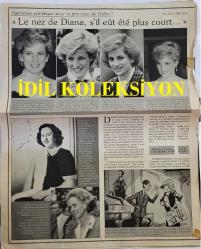 PRENSES DIANA'NIN FOTOĞRAFLI DERGİ SAYFASI (3 YAPRAK) - A MAGAZINE CLIPPING OF PRINCESS DIANA - 33 x 26 cm EBADINDA - FRANSIZCA DERGİDEN