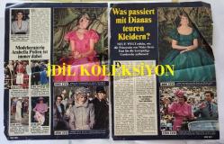 PRENSES DIANA'NIN FOTOĞRAFLI DERGİ SAYFASI (2 YAPRAK) - A MAGAZINE CLIPPING OF PRINCESS DIANA - 28 x 21 cm EBADINDA - ALMANCA DERGİDEN