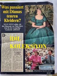 PRENSES DIANA'NIN FOTOĞRAFLI DERGİ SAYFASI (2 YAPRAK) - A MAGAZINE CLIPPING OF PRINCESS DIANA - 28 x 21 cm EBADINDA - ALMANCA DERGİDEN