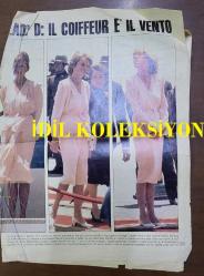 PRENSES DIANA'NIN FOTOĞRAFLI DERGİ SAYFASI (2 YAPRAK) - A MAGAZINE CLIPPING OF PRINCESS DIANA - 30 x 23 cm EBADINDA - İTALYANCA DERGİDEN