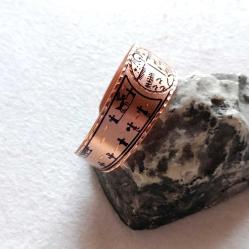 Kelepçe Bakır bilezik , Elyapımıdır, Özel tasarımımdır. Kam davulu ve Şaman desenleri