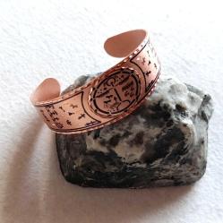 Kelepçe Bakır bilezik , Elyapımıdır, Özel tasarımımdır. Kam davulu ve Şaman desenleri