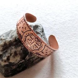 Kelepçe Bakır bilezik , Elyapımıdır, Özel tasarımımdır. Kam davulu ve Şaman desenleri