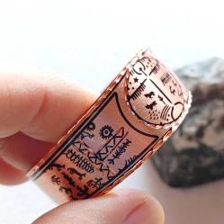 Kelepçe Bakır bilezik , Elyapımıdır, Özel tasarımımdır. Kam davulu ve şaman sembolleri