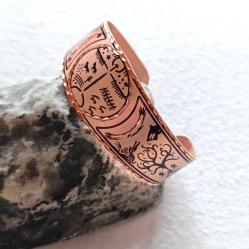 Kelepçe Bakır bilezik , Elyapımıdır, Özel tasarımımdır. Kam davulu ve şaman sembolleri