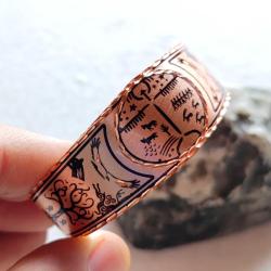 Kelepçe Bakır bilezik , Elyapımıdır, Özel tasarımımdır. Kam davulu ve şaman sembolleri