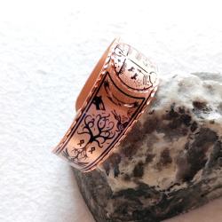 Kelepçe Bakır bilezik , Elyapımıdır, Özel tasarımımdır. Kam davulu ve şaman sembolleri