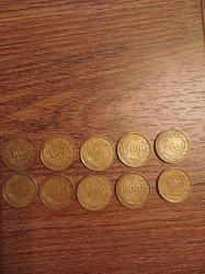 100 Lira  1989.1990.1991 yıllarına ait 10 adet temiz