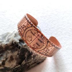 Kelepçe Bakır bilezik , Elyapımıdır, Özel tasarımımdır. Kam davulu ve şaman sembolleri