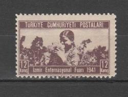 1941 İZMİR ENTERNASYONAL FUARI 12 KURUŞ MNH