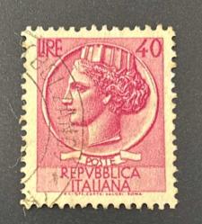 İtalya Pulu - Italy Stamp -  Postadan Geçmiş Pul Filateli - DAMGALI - SYRACUSE MADENİ PARASI TEMALI PUL, 40 PARA - YABANCI PULLAR -NOSTALJİK DOĞUM GÜNÜ HEDİYESİ