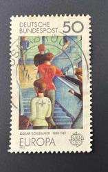 Almanya Pulu - Germany Stamp - Postadan Geçmiş Pul Filateli - 14 Temmuz 1977 DAMGALI - Ressam Oskar Schlemmer'in  Bauhaus Merdiveni Tablosu Temalı Pul,  50 PARA - YABANCI PULLAR-NOSTALJİK DOĞUM GÜNÜ HEDİYESİ