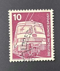Almanya Pulu - Germany Stamp - Postadan Geçmiş Pul Filateli - DAMGALI - ELEKTRİKLİ LOKOMOTİF TEMALI PUL, 10 PARA - YABANCI PULLAR-NOSTALJİK DOĞUM GÜNÜ HEDİYESİ
