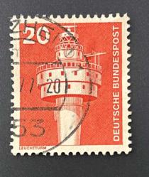 Almanya Pulu - Germany Stamp - Postadan Geçmiş Pul Filateli - 1977 DAMGALI - DENİZ FENERİ TEMALI ALMAN PULU, 20 PARA - YABANCI PULLAR-NOSTALJİK DOĞUM GÜNÜ HEDİYESİ