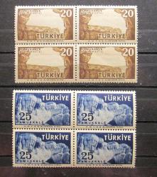 LOT.8 » 1958 PAMUKKALE TURİSTİK SERİ DÖRTLÜ BLOK DAMGASIZ MNH M4-5-6