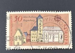 Almanya Pulu - Germany Stamp - Postadan Geçmiş Pul Filateli - 3 Ağustos 1978 DAMGALI - Eski Regensburg Belediye Binası Temalı Pul,  50 PARA - YABANCI PULLAR, NOSTALJİK DOĞUM GÜNÜ HEDİYESİ