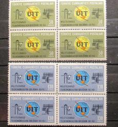 LOT.9 » 1965 UIT ULUSLARARASI TELEKOMİNİKASYON BİRLİĞİNİN 100.YILI DÖRTLÜ BLOK DAMGASIZ MNH M7