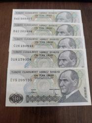 7. Emisyon 10 Lira A-B-C-D-E seri Çil
