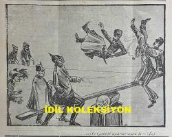 Osmanlıca Karagöz Mizah Dergisi-Gazetesi, Orijinal Dönem Basım, (Ottoman Magazine-Newspaper-Journal Illustré Kara-Gueuz) - 9 Ağustos 1914 - Sayı: 646 - Hicri: 18 Ramazan 1332 - Rumi: 27 Temmuz 1330 - Karikatürist Ali Fuat Bey'in Çalışması: 