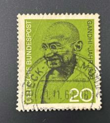 Almanya Pulu - Germany Stamp - Postadan Geçmiş Pul Filateli - 1969 DAMGALI - GANDHI Temalı Pul,  20 PARA - YABANCI PULLAR-NOSTALJİK DOĞUM GÜNÜ HEDİYESİ