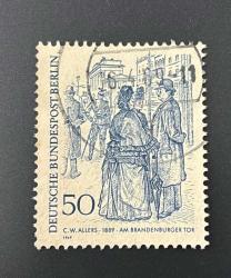 Almanya Pulu - Germany Stamp - Postadan Geçmiş Pul Filateli -  1969 DAMGALI - Christian Wilhelm Allers'ın Berlin'deki Brandenburg Kapısı'ndaki bir sahneyi gösteren bir posta pulu ,  50 PARA - YABANCI PULLAR-NOSTALJİK DOĞUM GÜNÜ HEDİYESİ