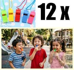 12 ADET RENKLİ DÜDÜK İPLİ PLASTİK DÜDÜK