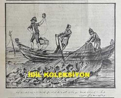 Osmanlıca Karagöz Mizah Dergisi-Gazetesi, Orijinal Dönem Basım, (Ottoman Magazine-Newspaper-Journal Illustré Kara-Gueuz) - 10 Ekim 1914 - Sayı: 659 - Hicri: 18 Şevval 1332 - Rumi: 27 Ağustos 1330 - Karikatürist Ali Fuat Bey'in Çalışması: 