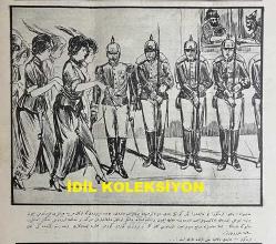 Osmanlıca Karagöz Mizah Dergisi-Gazetesi, Orijinal Dönem Basım, (Ottoman Magazine-Newspaper-Journal Illustré Kara-Gueuz) - 10 Ekim 1914 - Sayı: 659 - Hicri: 18 Şevval 1332 - Rumi: 27 Ağustos 1330 - Karikatürist Ali Fuat Bey'in Çalışması: 